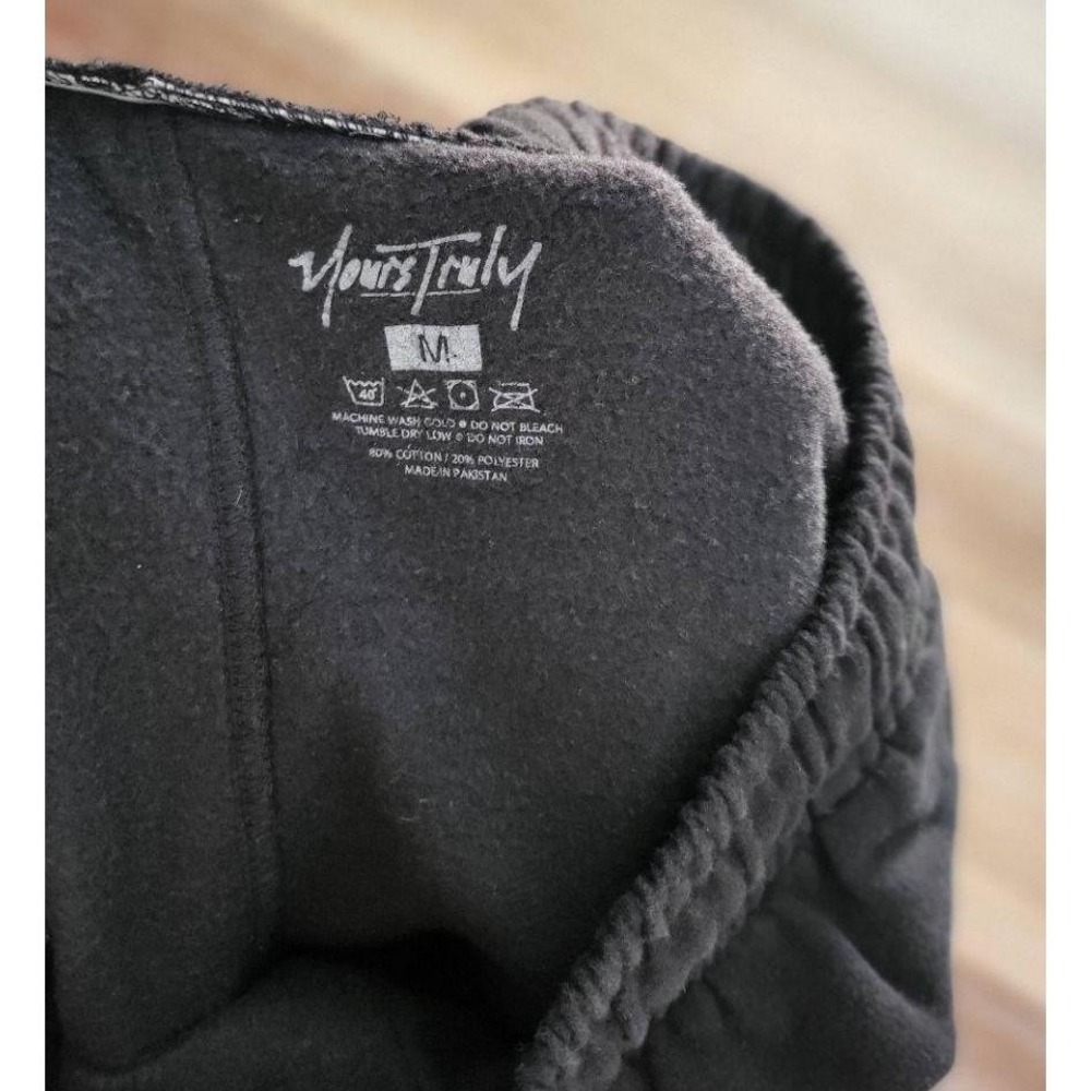 Yours Truly Sweatpants Womens Size M Black Joggers Butterfly Print Drawstring - Picture 7 of 7